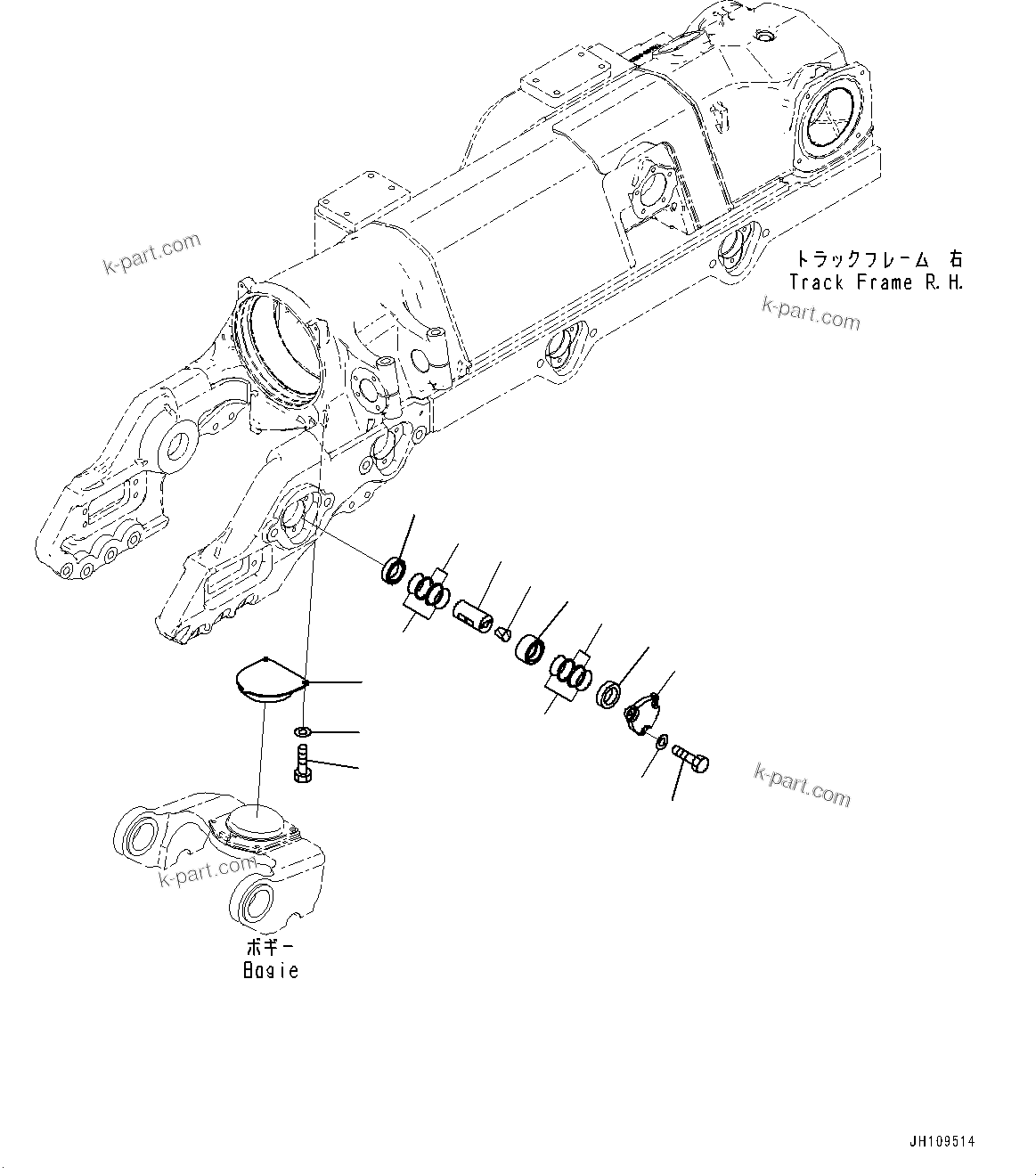 Komatsu parts book diagram for D275A-6 S/N 190001-UP (Mongolia Standard Machine): TRACK FRAME, CARTRIDGE PIN, R.H. (1/2)(#180001-)