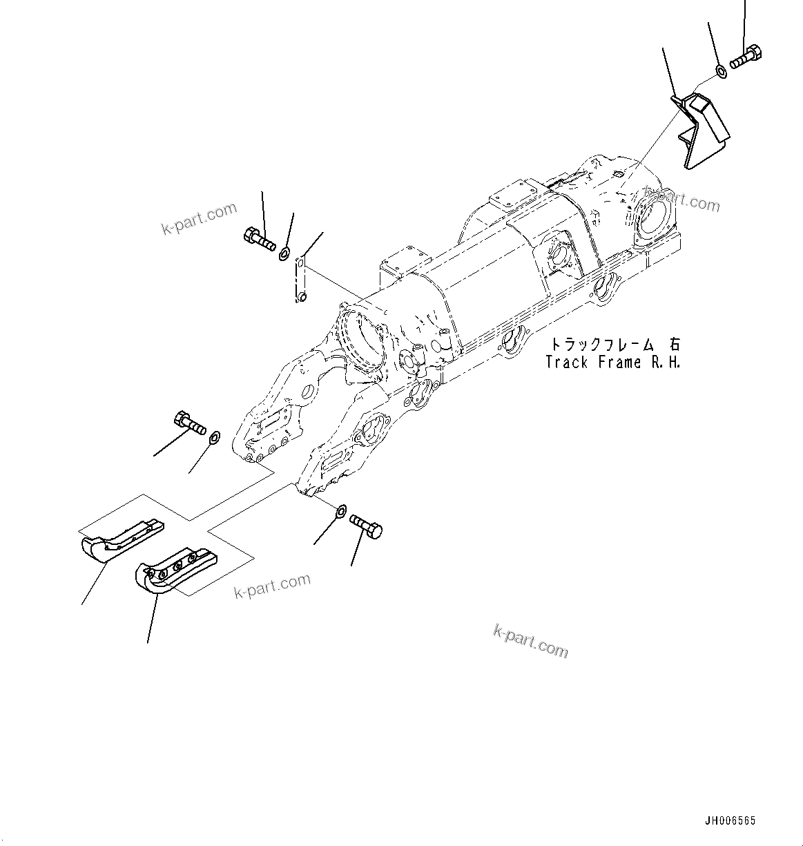 Komatsu parts book diagram for D275A-6 S/N 190001-UP (Mongolia Standard Machine): TRACK FRAME, TRACK FRAME GUARD, R.H.(#180001-)