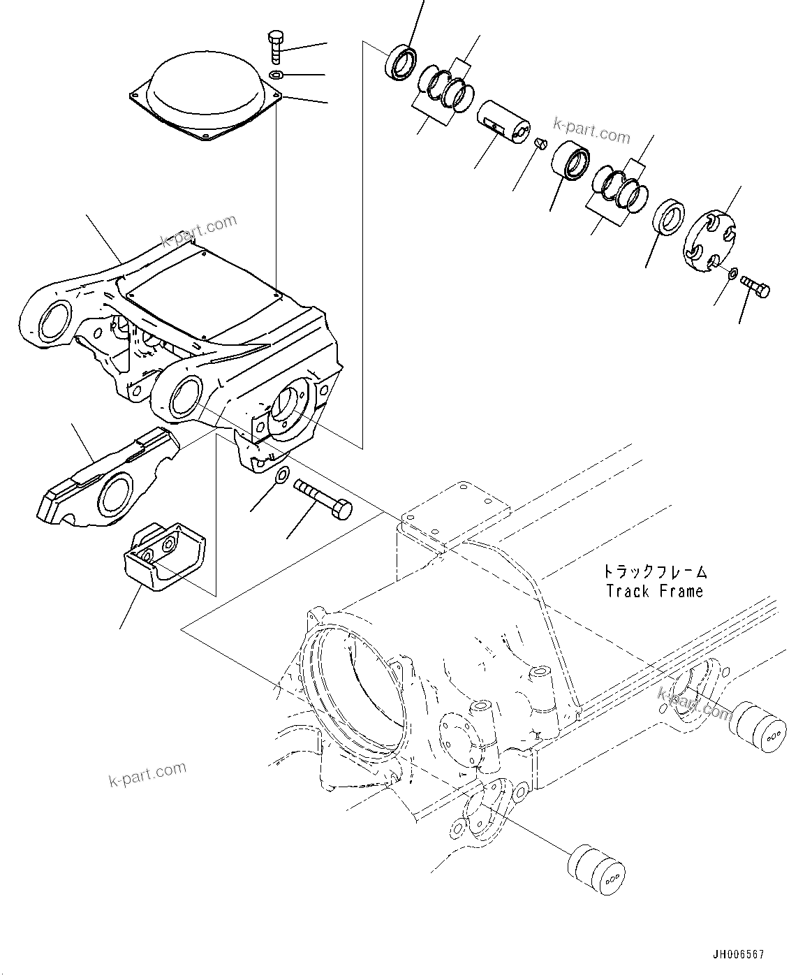 Komatsu parts book diagram for D275A-6 S/N 190001-UP (Mongolia Standard Machine): TRACK FRAME, BOGIE, 2ND AND 3RD, R.H.(#180001-)