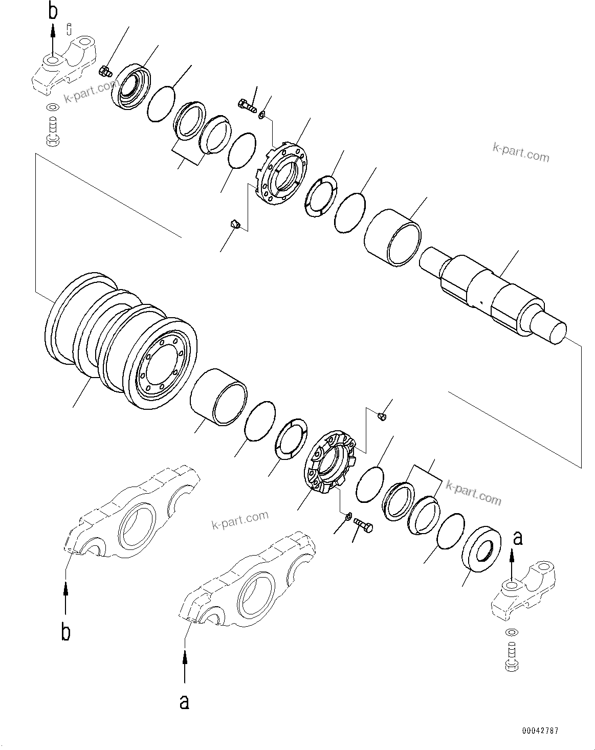 Komatsu parts book diagram for D275A-6 S/N 190001-UP (Mongolia Standard Machine): TRACK FRAME, TRACK ROLLER, 4TH, R.H. (1/2)(#180001-)
