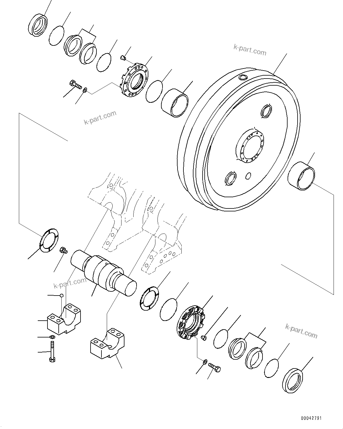 Komatsu parts book diagram for D275A-6 S/N 190001-UP (Mongolia Standard Machine): TRACK FRAME, FRONT IDLER, R.H.(#180001-)