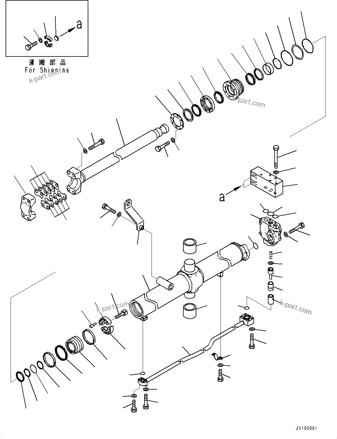 Komatsu parts book diagram for D275A-6 S/N 190001-UP (Mongolia Standard Machine): DOZER BLADE LIFT CYLINDER, INNER PARTS, BLADE LIFT CYLINDER, L.H.(#180001-)