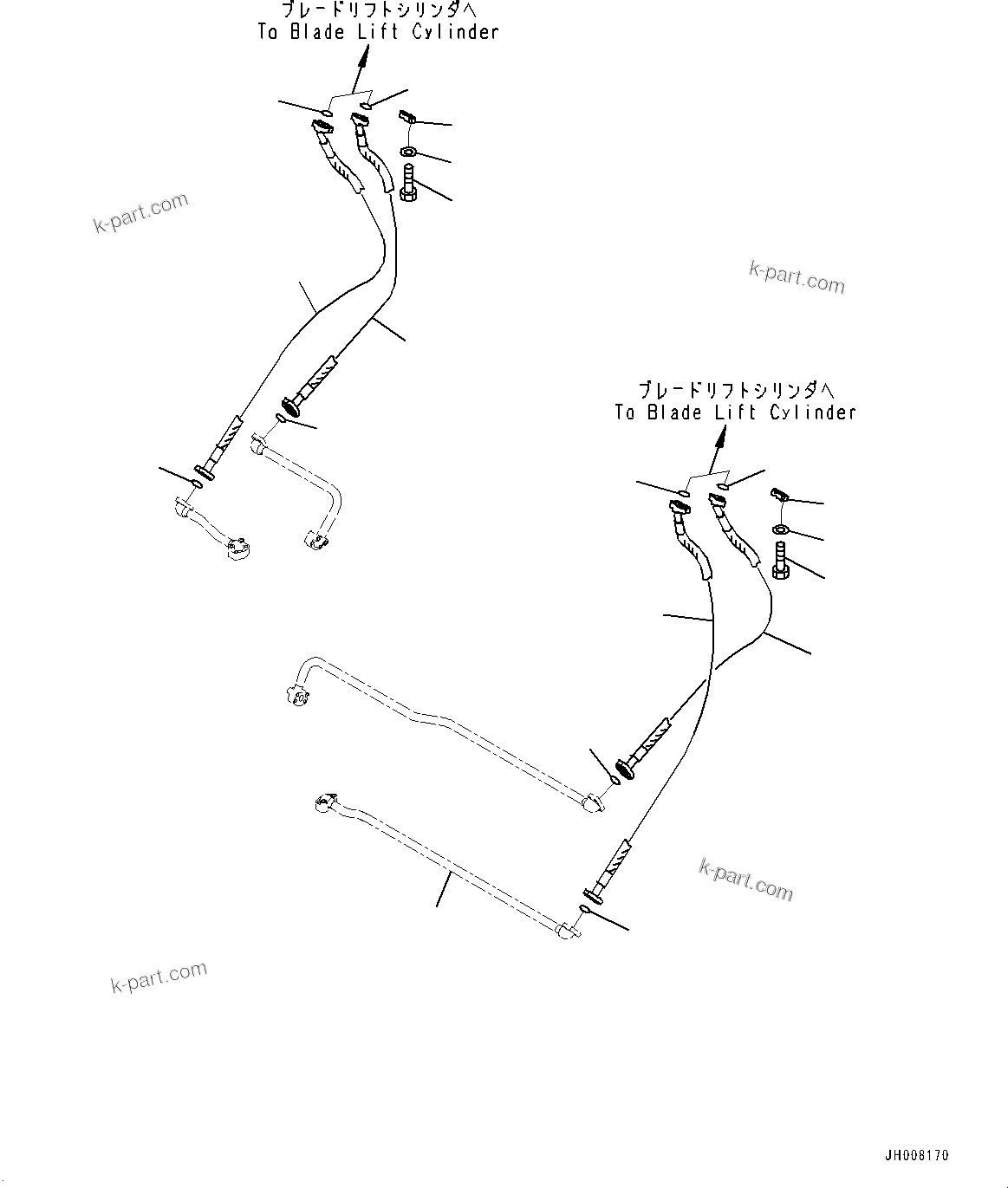 Komatsu parts book diagram for D275A-6 S/N 190001-UP (Mongolia Standard Machine): DOZER BLADE LIFT CYLINDER, HOSE(#180001-)