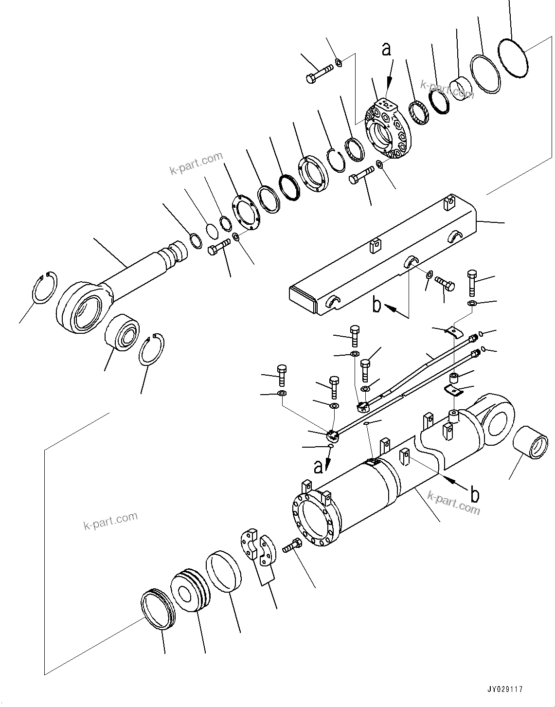 Komatsu parts book diagram for D275A-6 S/N 190001-UP (Mongolia Standard Machine): DOZER BLADE TILT CYLINDER, BLADE TILT CYLINDER(#180001-)