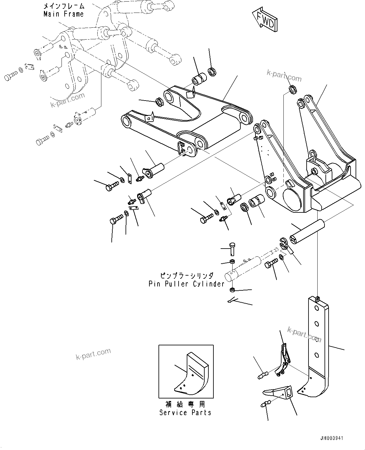Komatsu parts book diagram for D275A-6 S/N 190001-UP (Mongolia Standard Machine): RIPPER, BEAM AND ARM(#180001-)