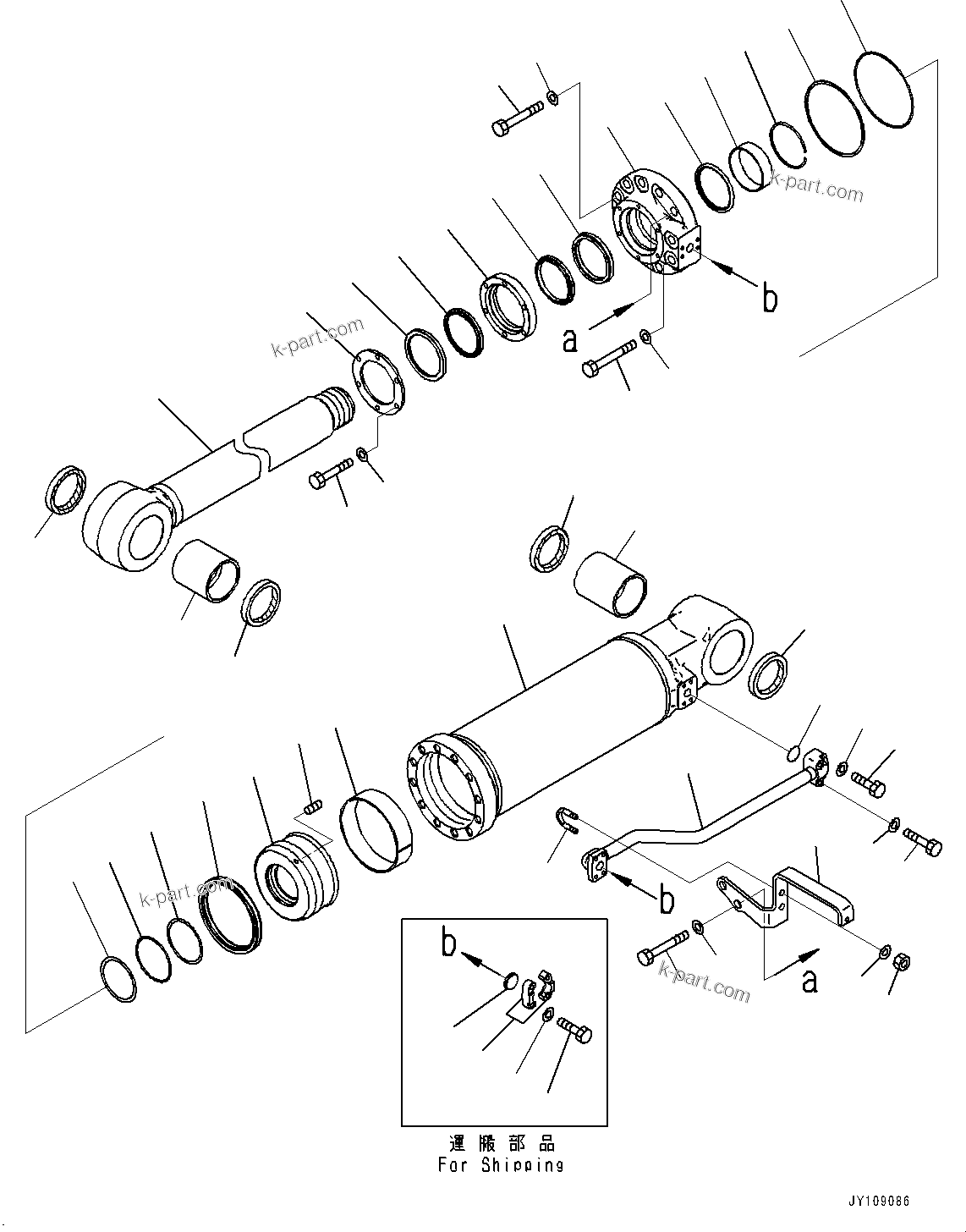 Komatsu parts book diagram for D275A-6 S/N 190001-UP (Mongolia Standard Machine): RIPPER, INNER PARTS, RIPPER LIFT CYLINDER, L.H.(#180001-)