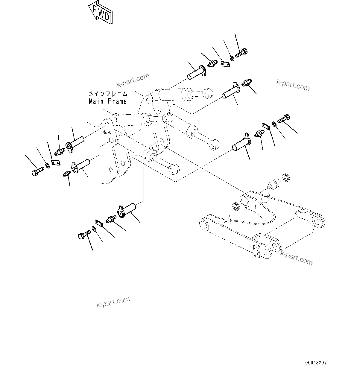 Komatsu parts book diagram for D275A-6 S/N 190001-UP (Mongolia Standard Machine): RIPPER MOUNTING PIN, (#180001-)