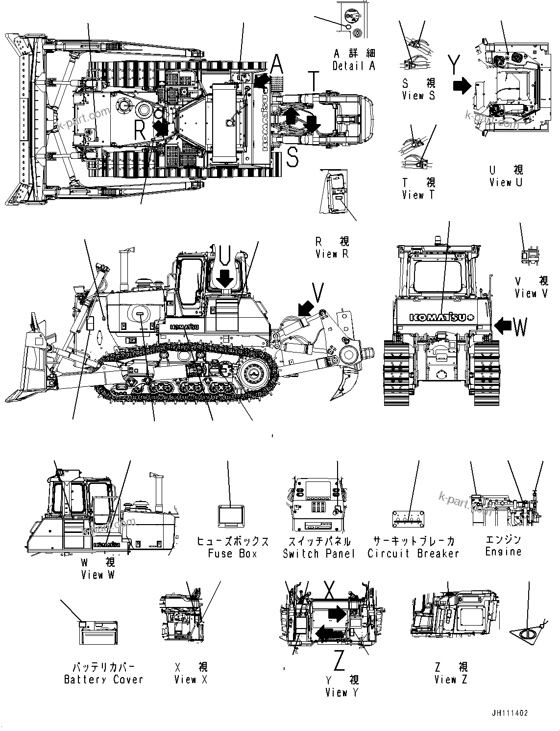 Komatsu parts book diagram for D275A-6 S/N 190001-UP (Mongolia Standard Machine): MARKS AND PLATES, (#180001-)
