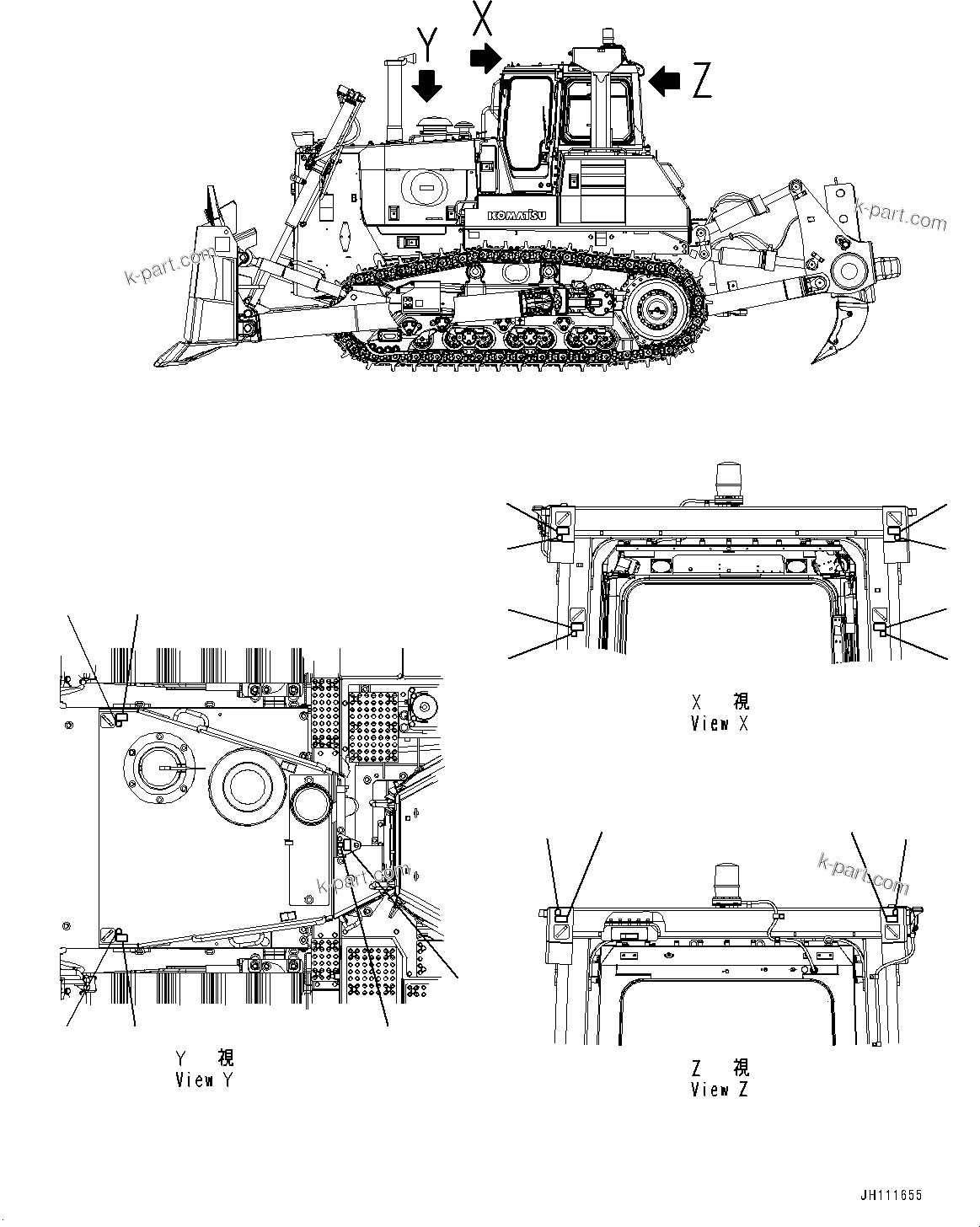 Komatsu parts book diagram for D275A-6 S/N 190001-UP (Mongolia Standard Machine): PLATE, TIE-OFF, (#180001-)