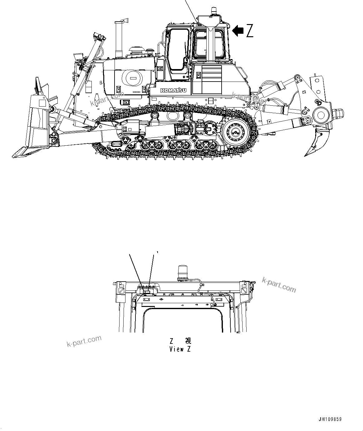 Komatsu parts book diagram for D275A-6 S/N 190001-UP (Mongolia Standard Machine): ROPS PLATE, (#180002-)