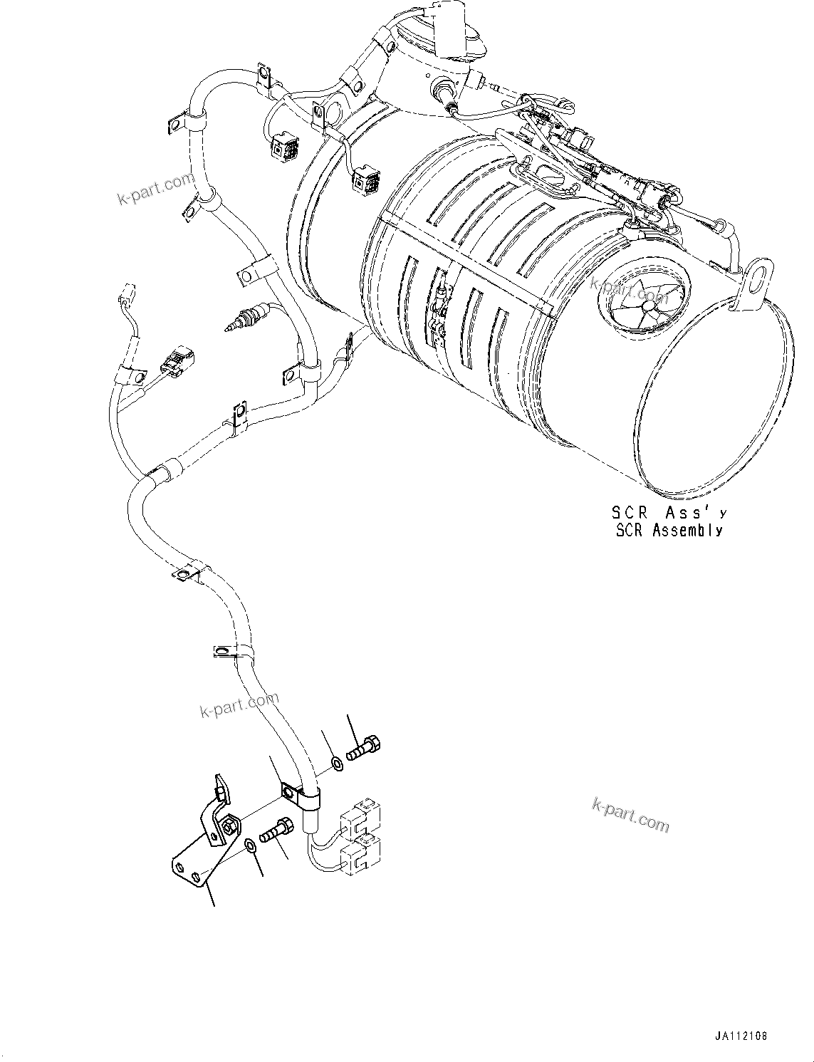 Komatsu parts book diagram for WA200-8 S/N 91001-UP: ENGINE WIRING HARNESS, BRACKET (1/2)(#85001-)