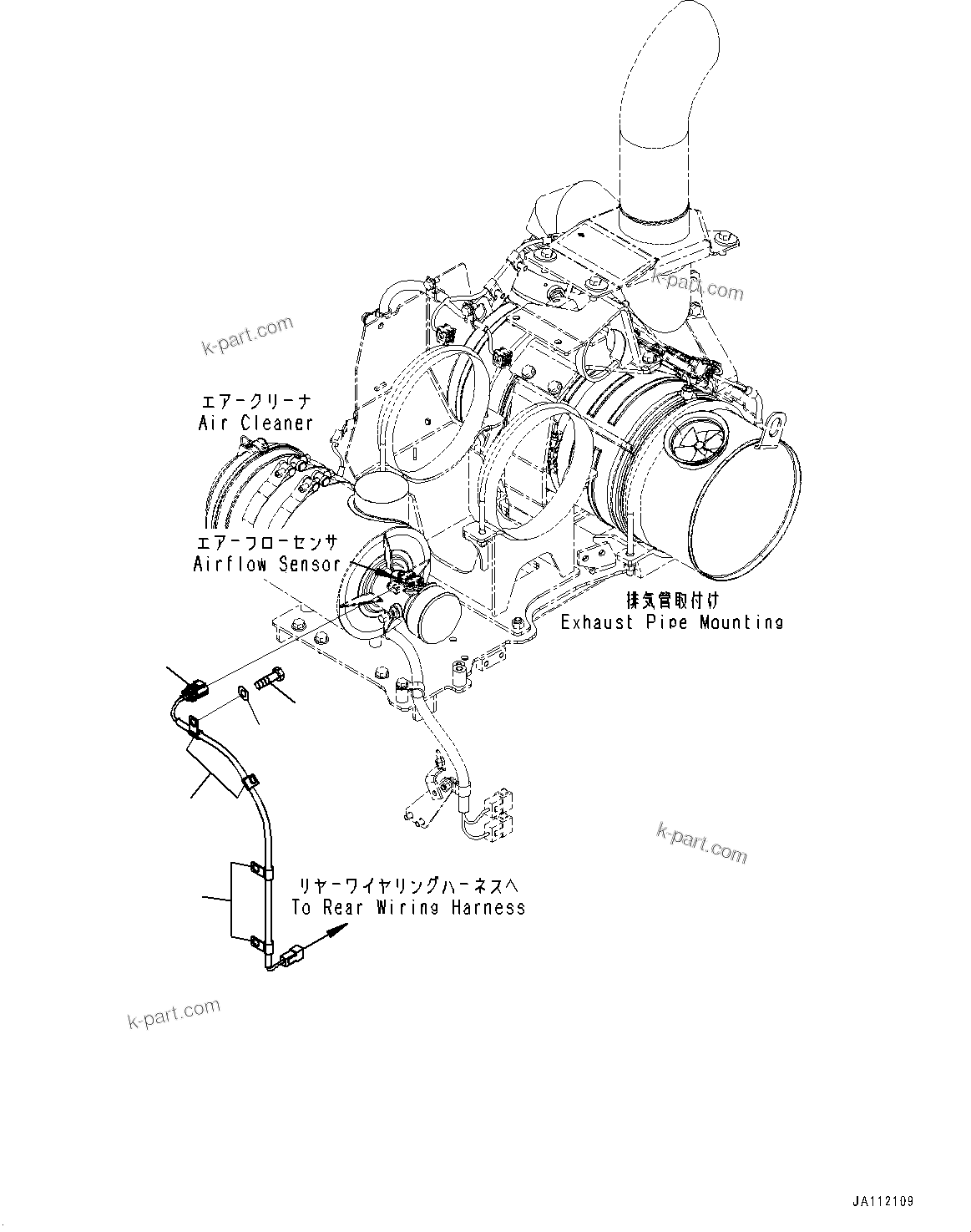 Komatsu parts book diagram for WA200-8 S/N 91001-UP: ENGINE WIRING HARNESS, AIR CLEANER WIRING HARNESS(#85001-)