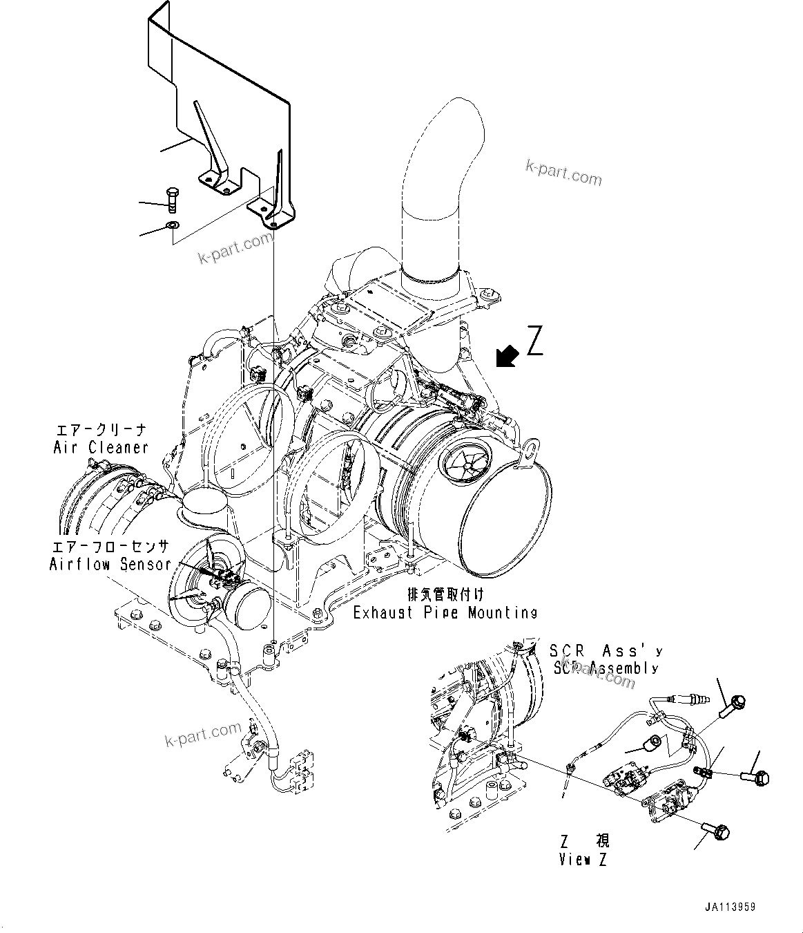 Komatsu parts book diagram for WA200-8 S/N 91001-UP: ENGINE WIRING HARNESS, BRACKET (2/2)(#87928-)