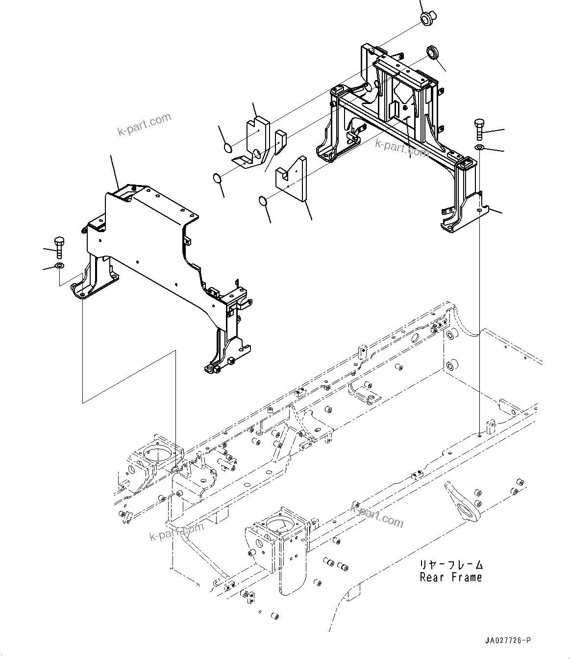 Komatsu parts book diagram for WA200-8 S/N 91001-UP: EXHAUST PIPE, FRAME(#85001-)