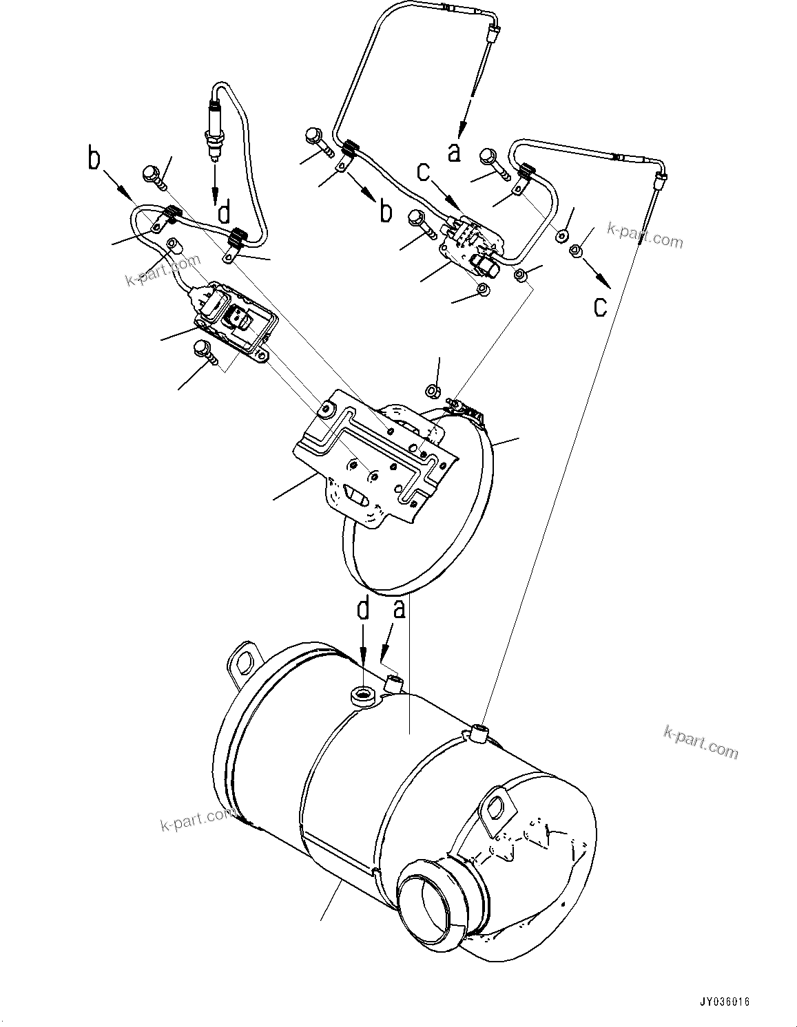 Komatsu parts book diagram for WA200-8 S/N 91001-UP: EXHAUST PIPE, KOMATSU DIESEL OXIDATION CATALYST (KDOC)(#85001-87413)