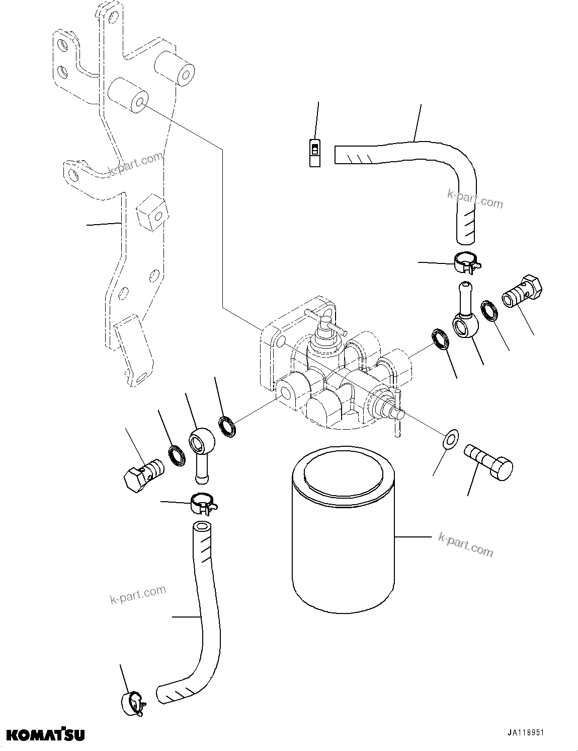 Komatsu parts book diagram for WA200-8 S/N 91001-UP: COOLANT FILTER, COOLANT FILTER RELATED PARTS(#85001-)