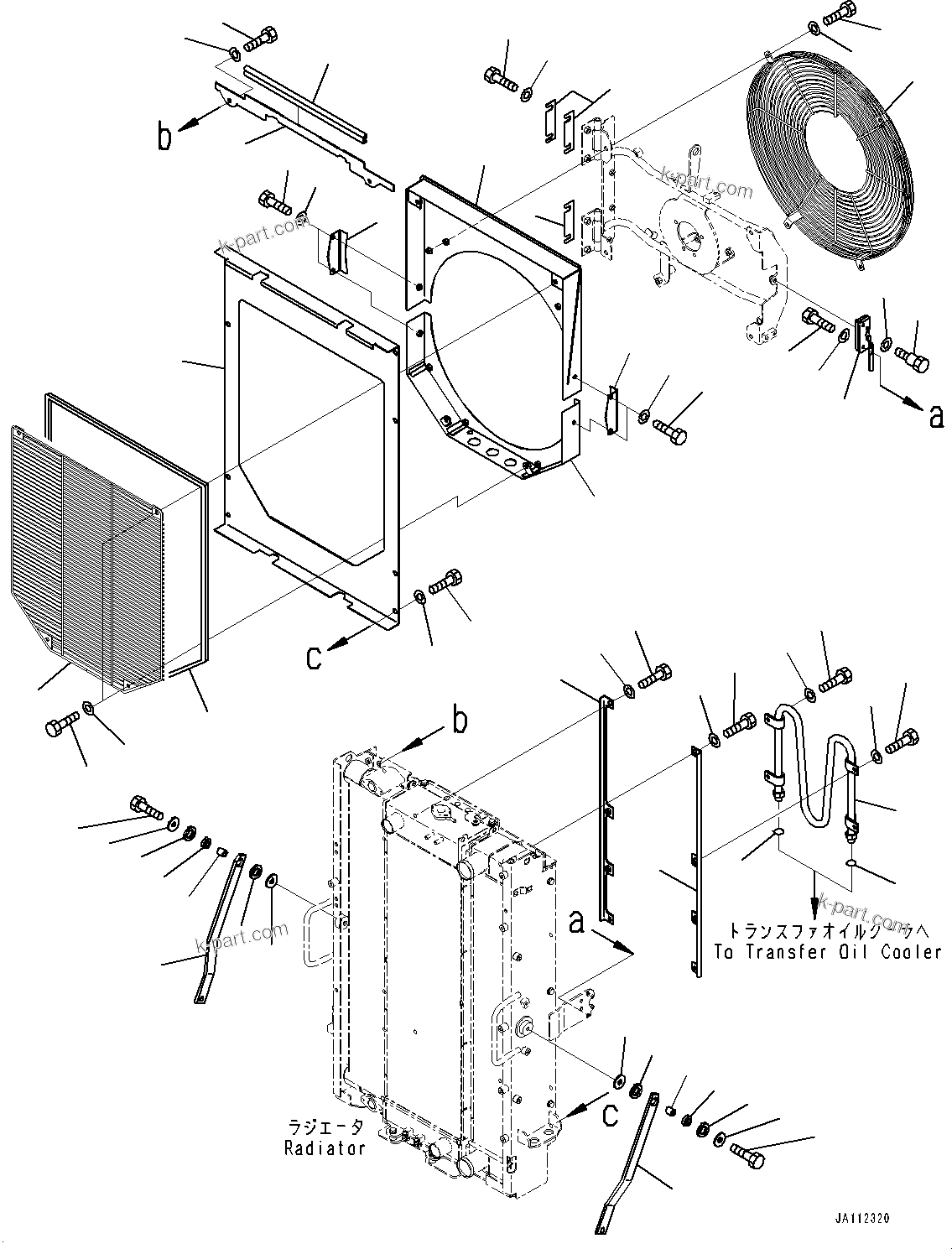 Komatsu parts book diagram for WA200-8 S/N 91001-UP: RADIATOR, FAN GUARD(#87553-)