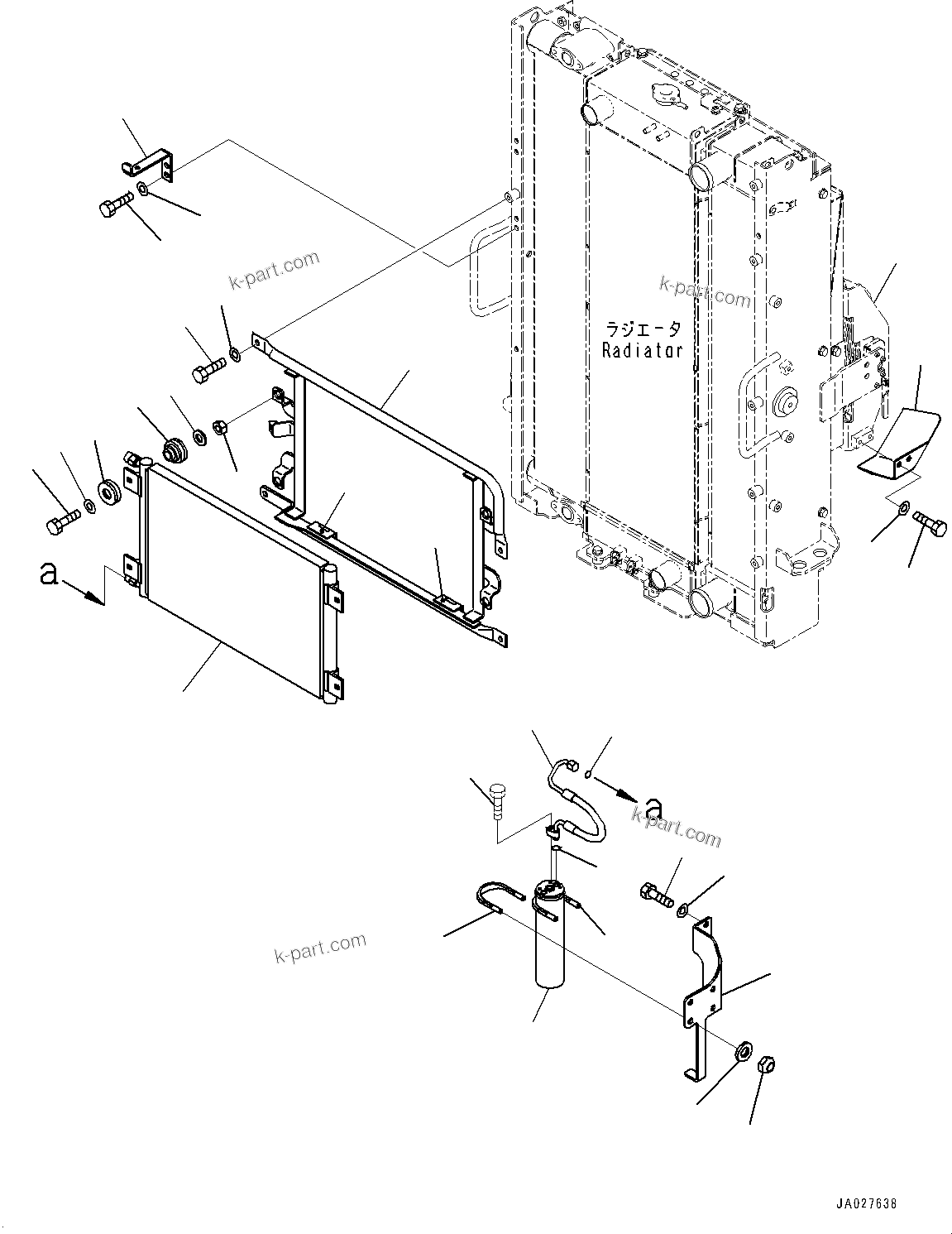 Komatsu parts book diagram for WA200-8 S/N 91001-UP: RADIATOR, AIR CONDITIONER CONDENSER(#85001-87552)