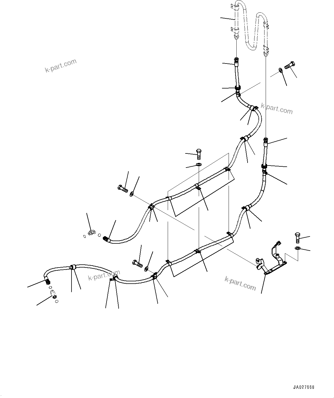 Komatsu parts book diagram for WA200-8 S/N 91001-UP: TRANSFER OIL COOLER, (#85001-)