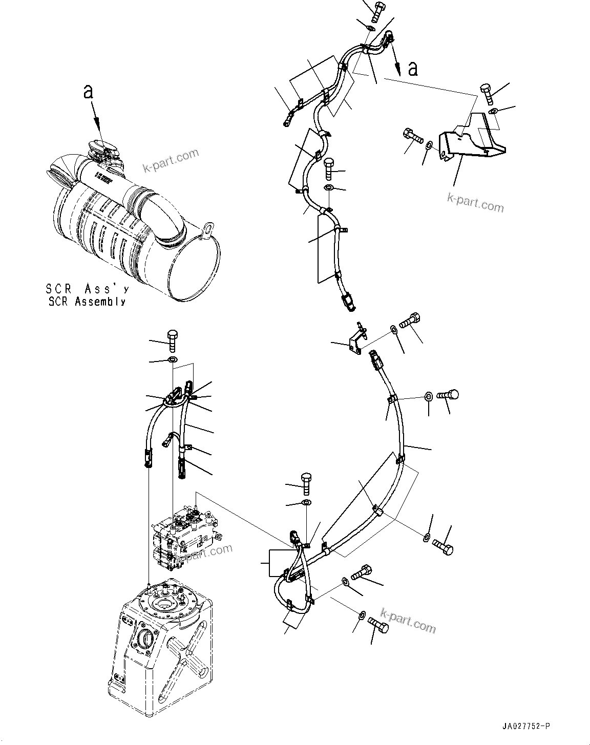 Komatsu parts book diagram for WA200-8 S/N 91001-UP: DEF PIPING, SCR PIPING(#85001-)
