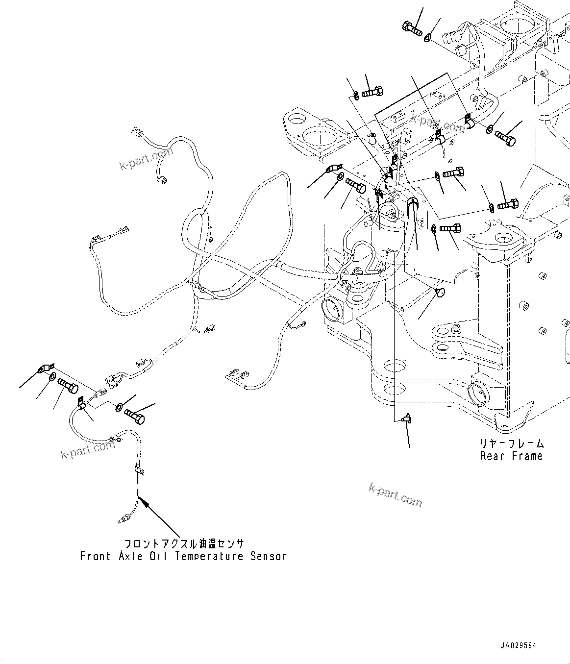 Komatsu parts book diagram for WA200-8 S/N 91001-UP: FRONT WIRING HARNESS, MOUNTING(#85001-)