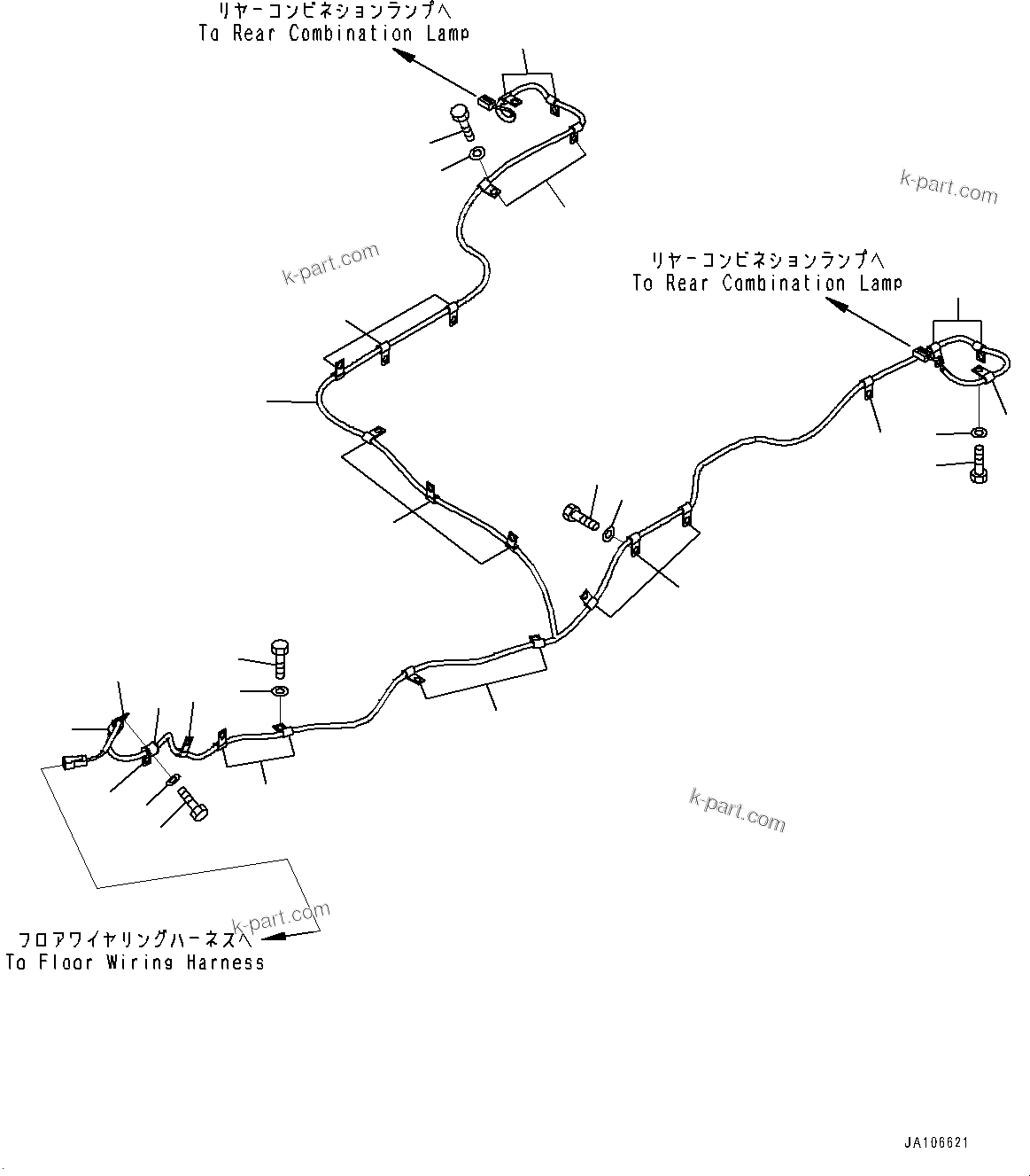 Komatsu parts book diagram for WA200-8 S/N 91001-UP: REAR WIRING HARNESS, EMERGENCY ENGINE STOP WIRING HARNESS (WITH EMERGENCY ENGINE STOP SWITCH)(#85001-)