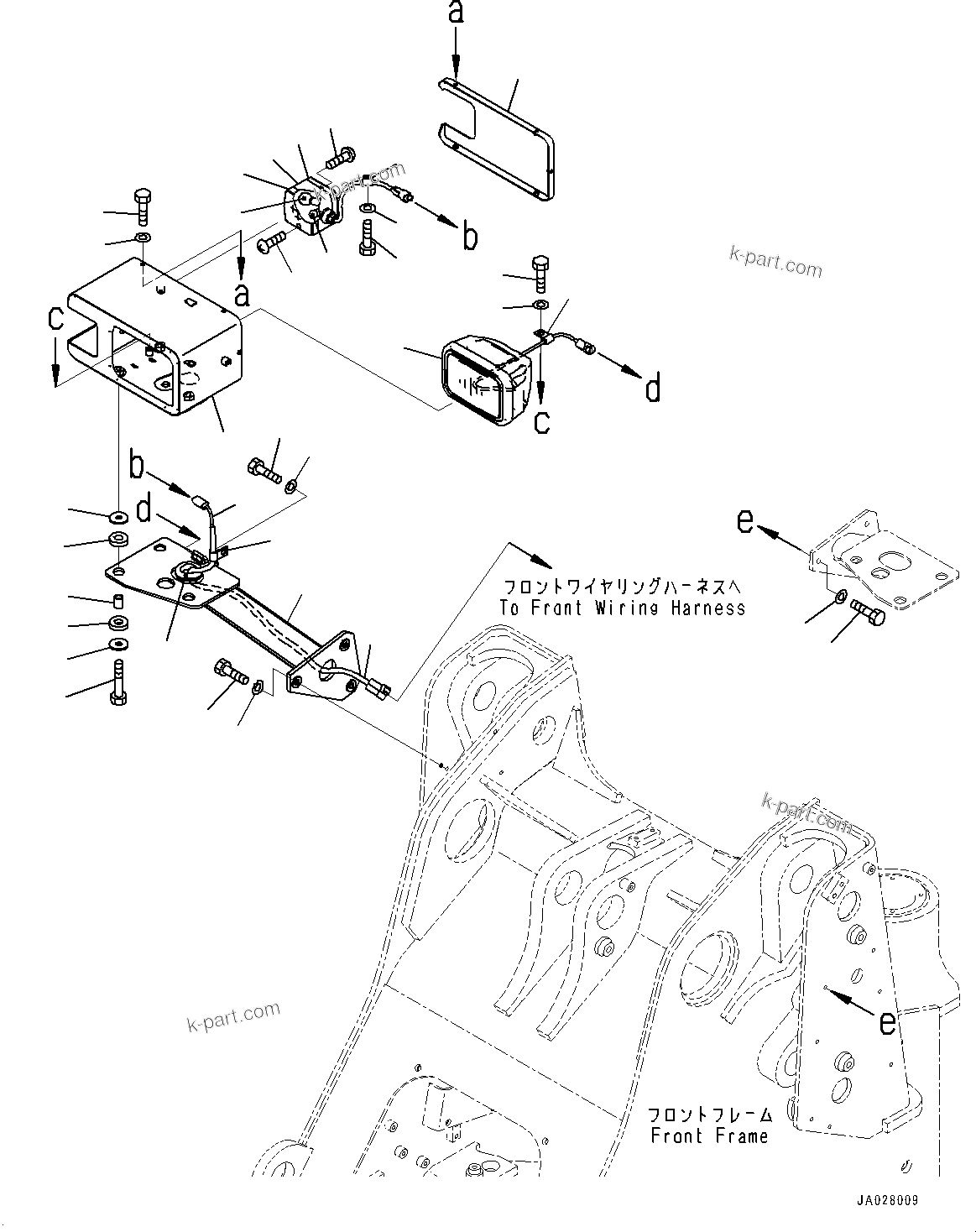 Komatsu parts book diagram for WA200-8 S/N 91001-UP: FRONT WORKING LAMP, R.H.(#85001-)