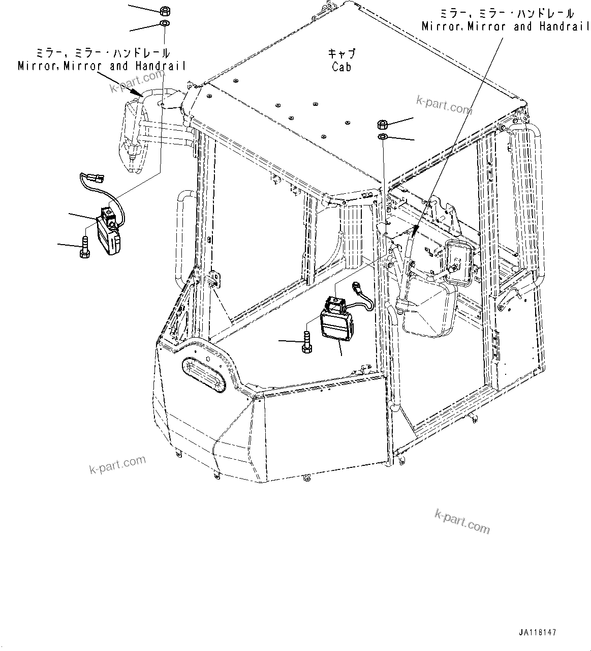 Komatsu parts book diagram for WA200-8 S/N 91001-UP: WORKING LAMP, FRONT (WITH ADDITIONAL REAR WORKING LAMP, LED)(#85001-)