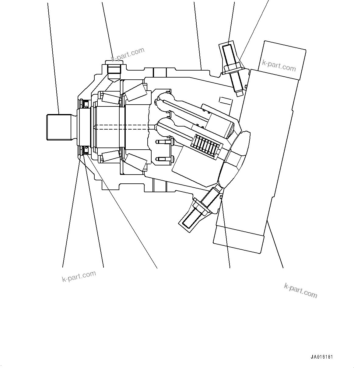 Komatsu parts book diagram for WA200-8 S/N 91001-UP: TRANSFER, INNER PARTS, MOTOR 1 (1/6)(#85001-)
