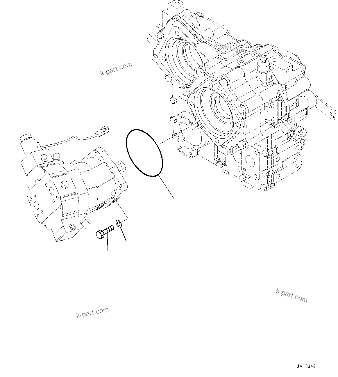 Komatsu parts book diagram for WA200-8 S/N 91001-UP: TRANSFER, MOTOR MOUNTING(#85001-)