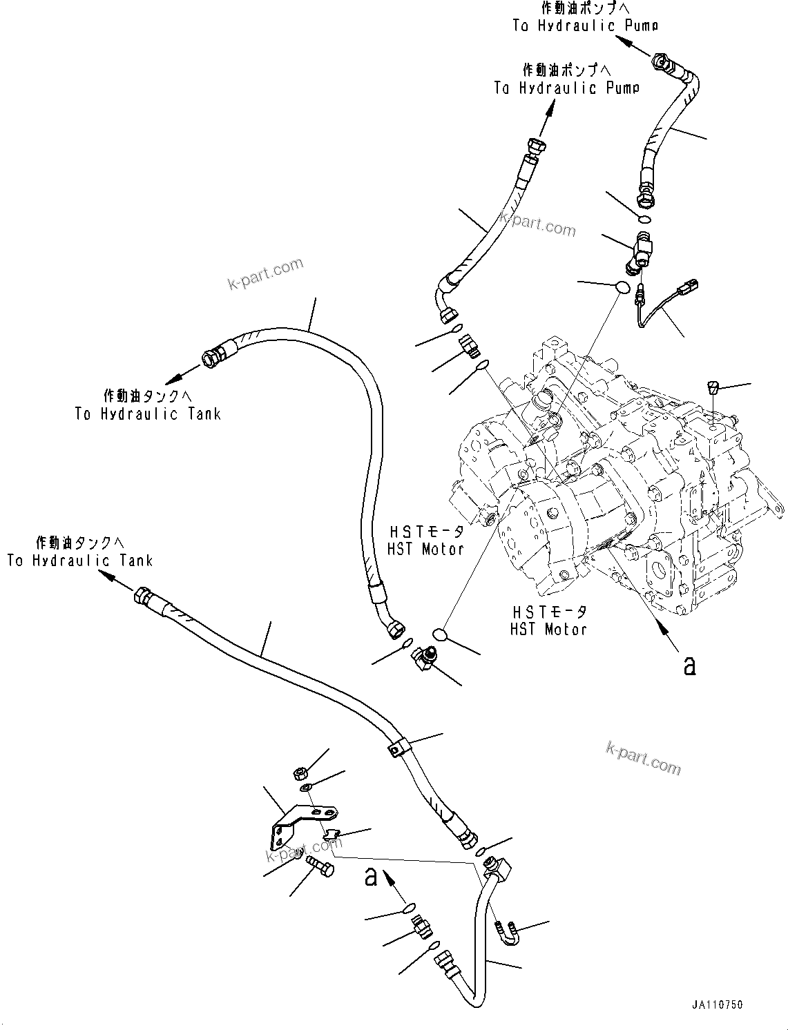 Komatsu parts book diagram for WA200-8 S/N 91001-UP: TRANSFER, COOLING PIPING (1/2)(#85001-)