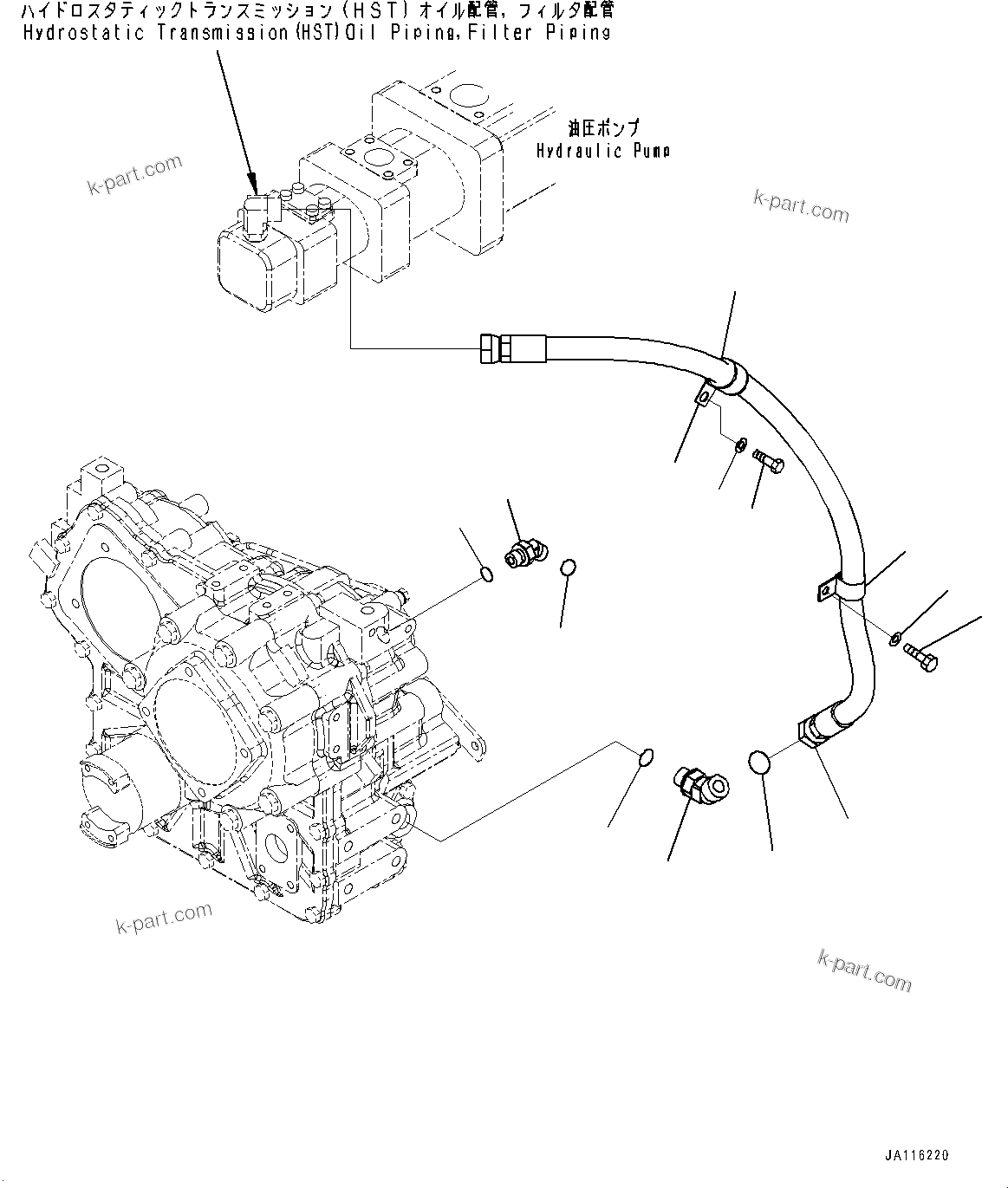 Komatsu parts book diagram for WA200-8 S/N 91001-UP: TRANSFER, COOLING PIPING (2/2)(#85001-)