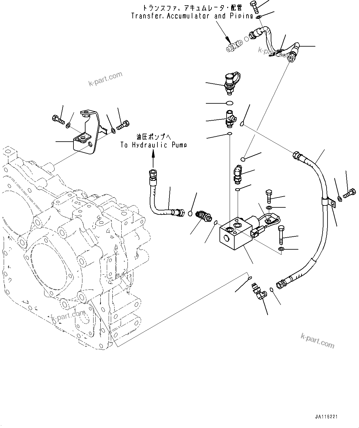 Komatsu parts book diagram for WA200-8 S/N 91001-UP: TRANSFER, CLUTCH CONTROL VALVE(#85001-)
