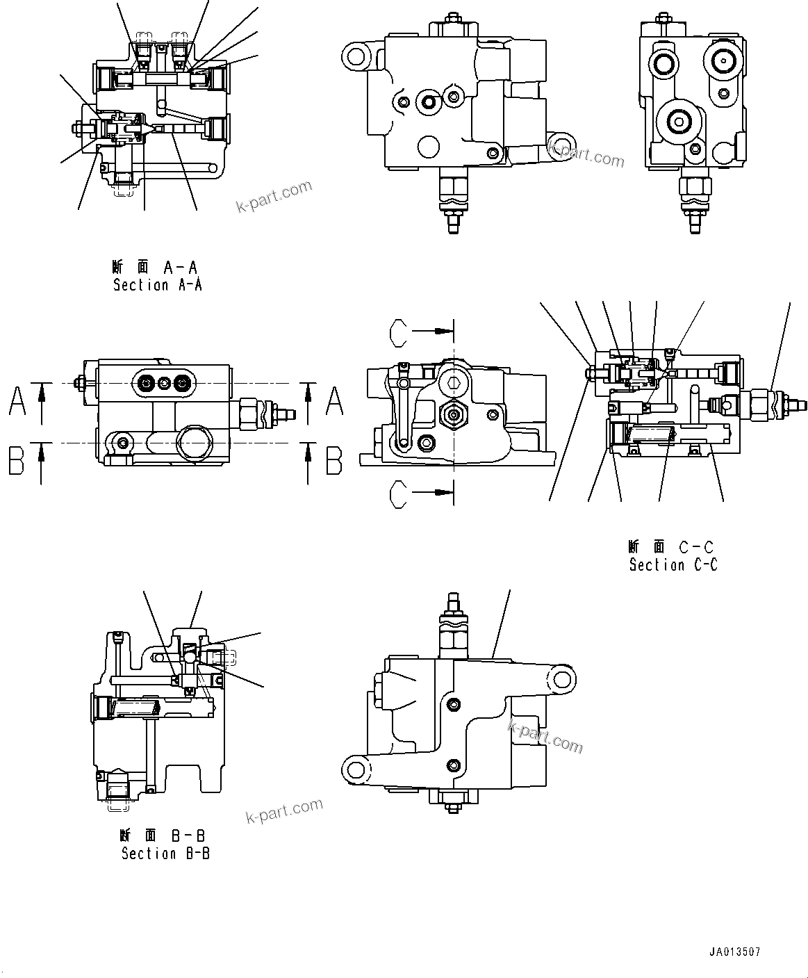 Komatsu parts book diagram for WA200-8 S/N 91001-UP: TRANSFER, CHARGE VALVE(#85001-)