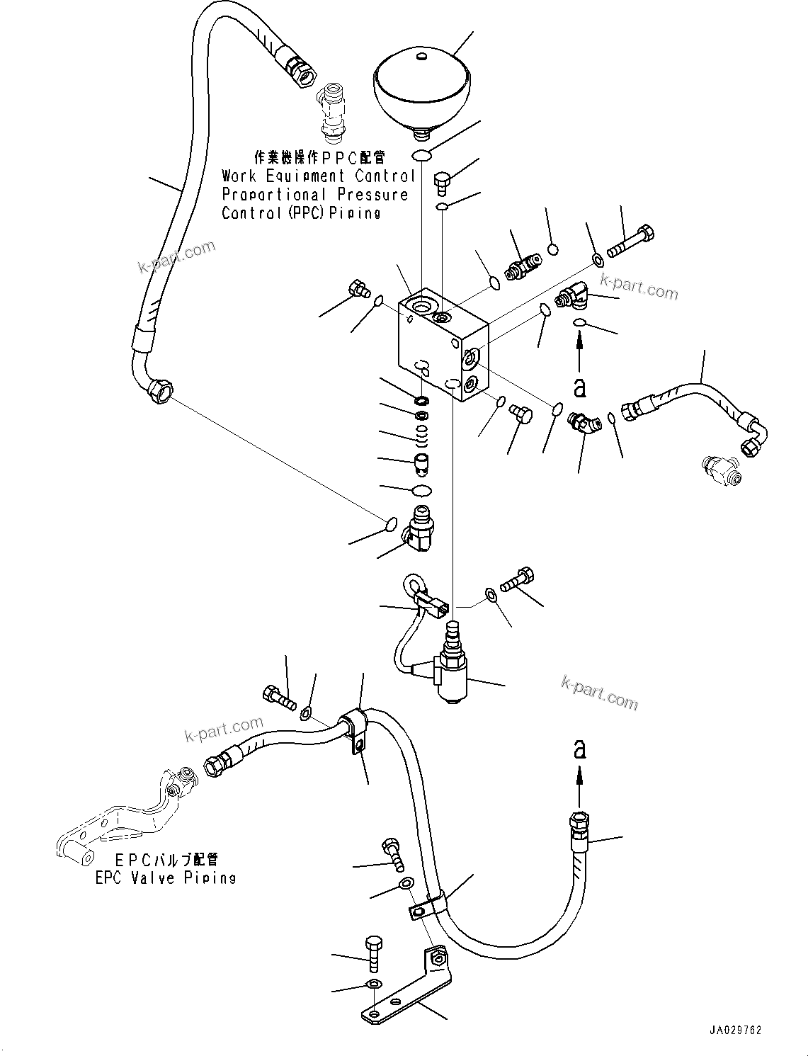 Komatsu parts book diagram for WA200-8 S/N 91001-UP: TRANSFER, ACCUMULATOR AND PIPING(#85001-)