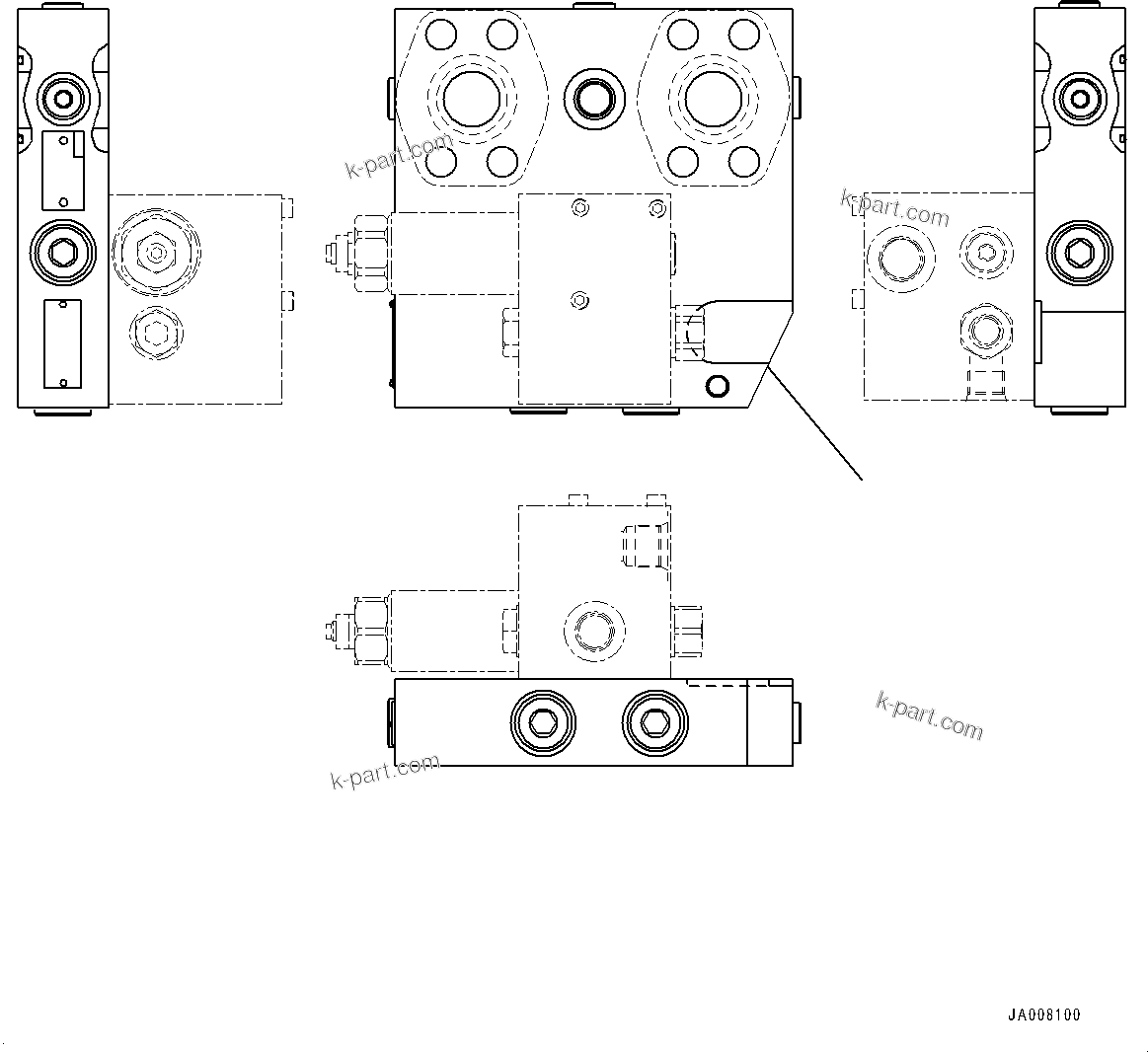 Komatsu parts book diagram for WA200-8 S/N 91001-UP: TRANSFER, STEERING VALVE (1/5) (WITH SECONDARY STEERING, AUTOMATIC CONTROL TYPE)(#85001-)