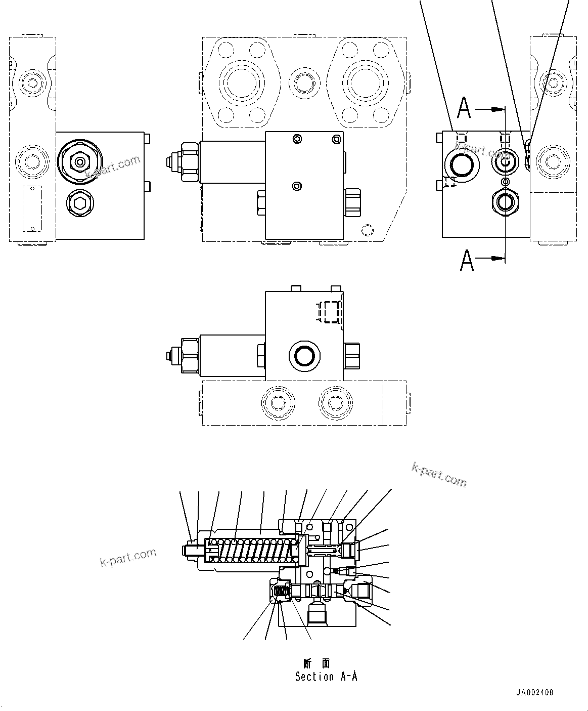 Komatsu parts book diagram for WA200-8 S/N 91001-UP: TRANSFER, STEERING VALVE (4/5) (WITH SECONDARY STEERING, AUTOMATIC CONTROL TYPE)(#85001-)