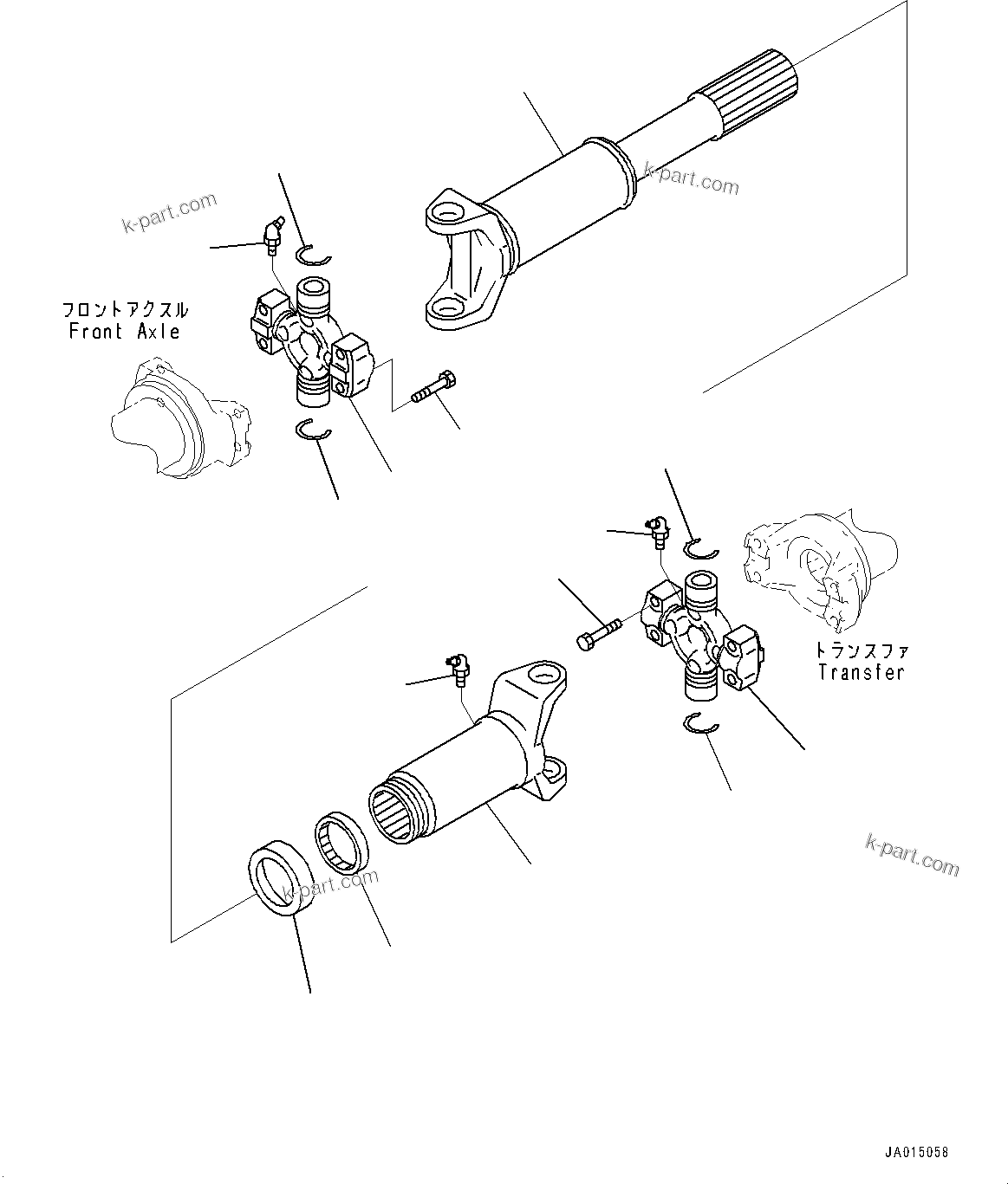 Komatsu parts book diagram for WA200-8 S/N 91001-UP: DRIVE SHAFT, FRONT(#85001-)