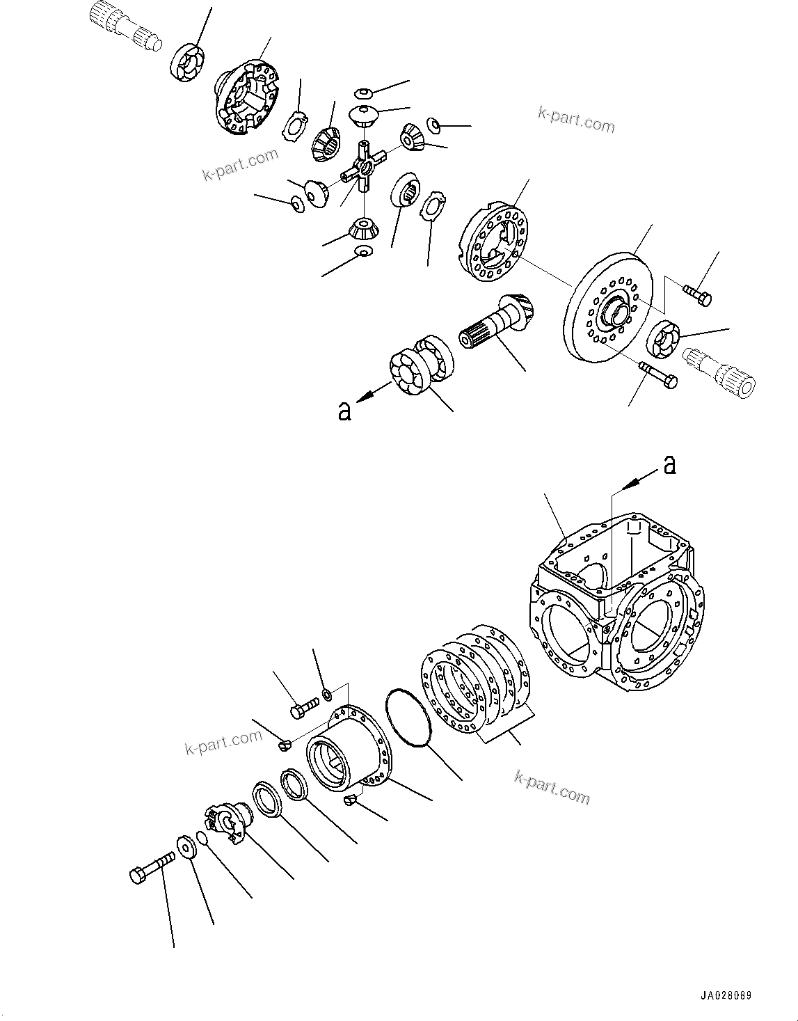 Komatsu parts book diagram for WA200-8 S/N 91001-UP: REAR AXLE, DIFFERENTIAL(#85001-)