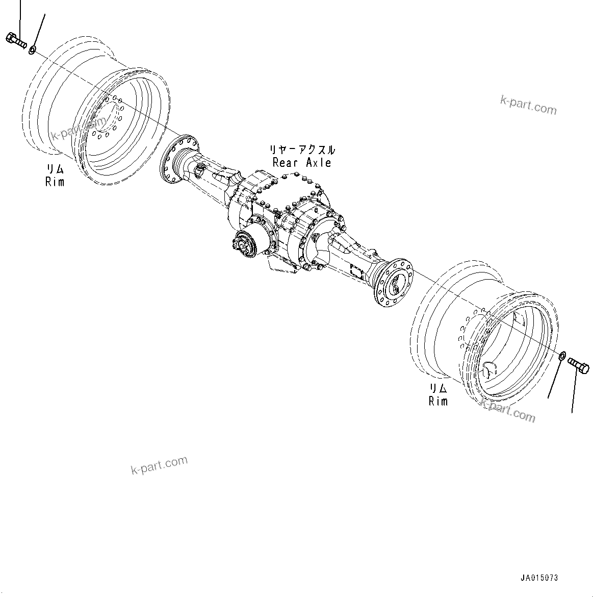 Komatsu parts book diagram for WA200-8 S/N 91001-UP: REAR AXLE, MOUNTING (WITH LIMITED SLIP DIFFERENTIAL)(#85001-)