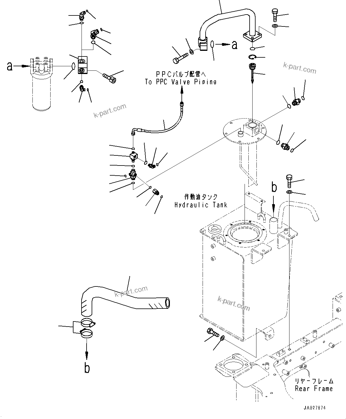 Komatsu parts book diagram for WA200-8 S/N 91001-UP: HYDRAULIC TANK, HYDRAULIC TANK PIPING(#85001-)