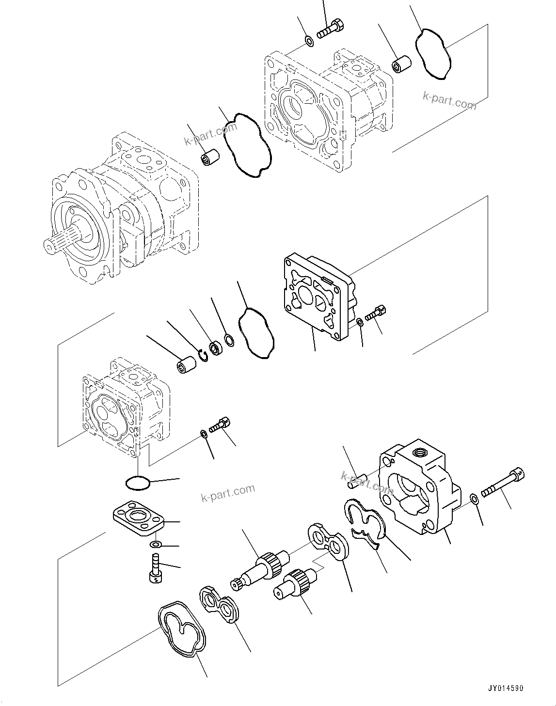 Komatsu parts book diagram for WA200-8 S/N 91001-UP: HYDRAULIC PUMP, GEAR PUMP (4/4)(#85001-)