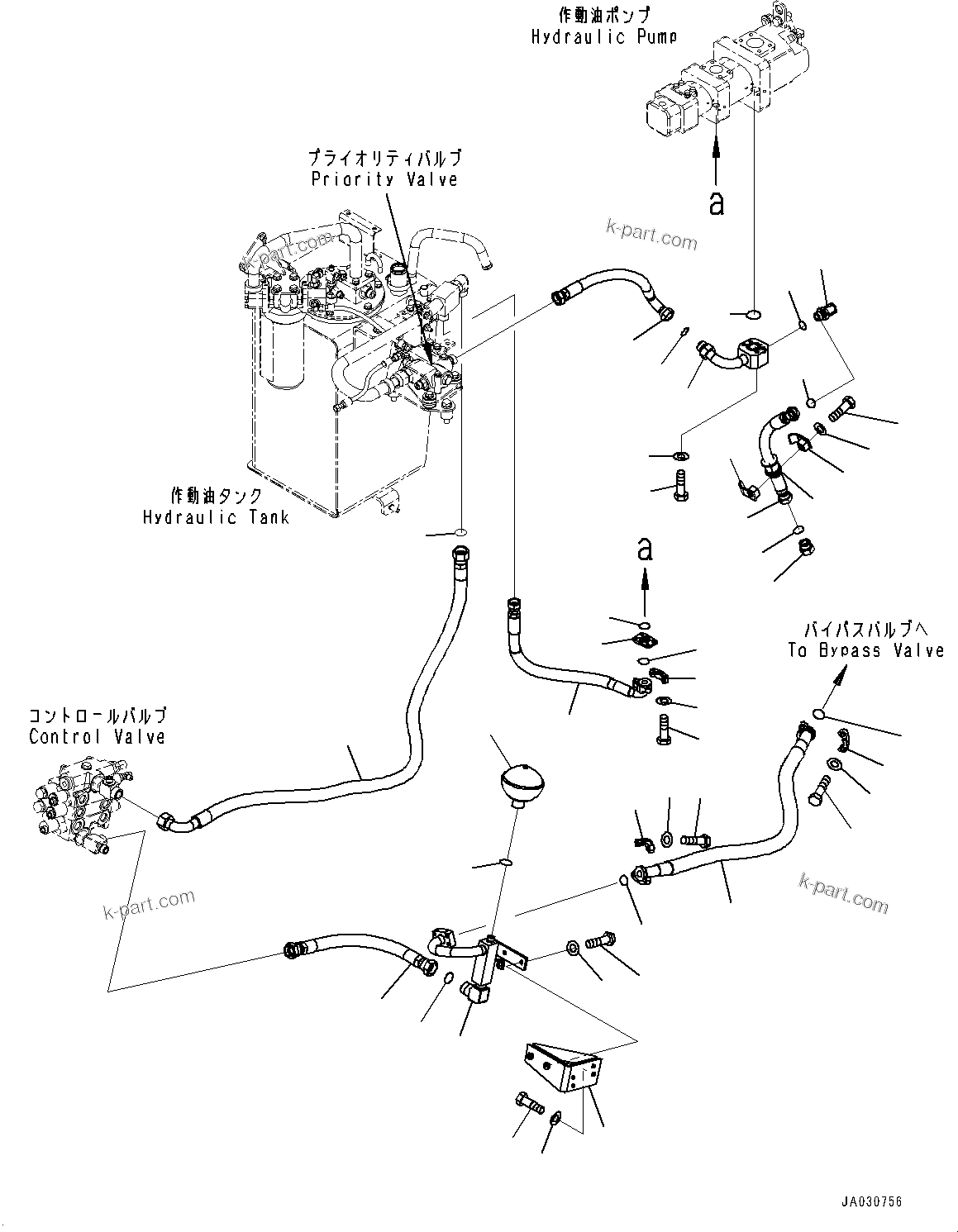 Komatsu parts book diagram for WA200-8 S/N 91001-UP: HYDRAULIC PIPING, STEERING DRAIN PIPING(#85001-)