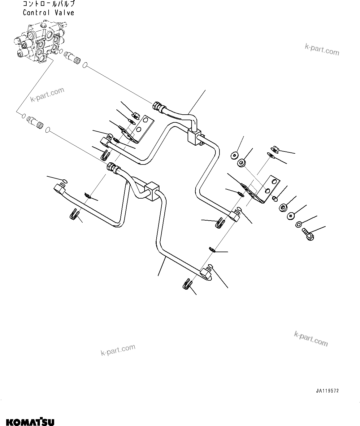 Komatsu parts book diagram for WA200-8 S/N 91001-UP: HYDRAULIC PIPING, LIFT CYLINDER PIPING AND BRACKET(#85001-)