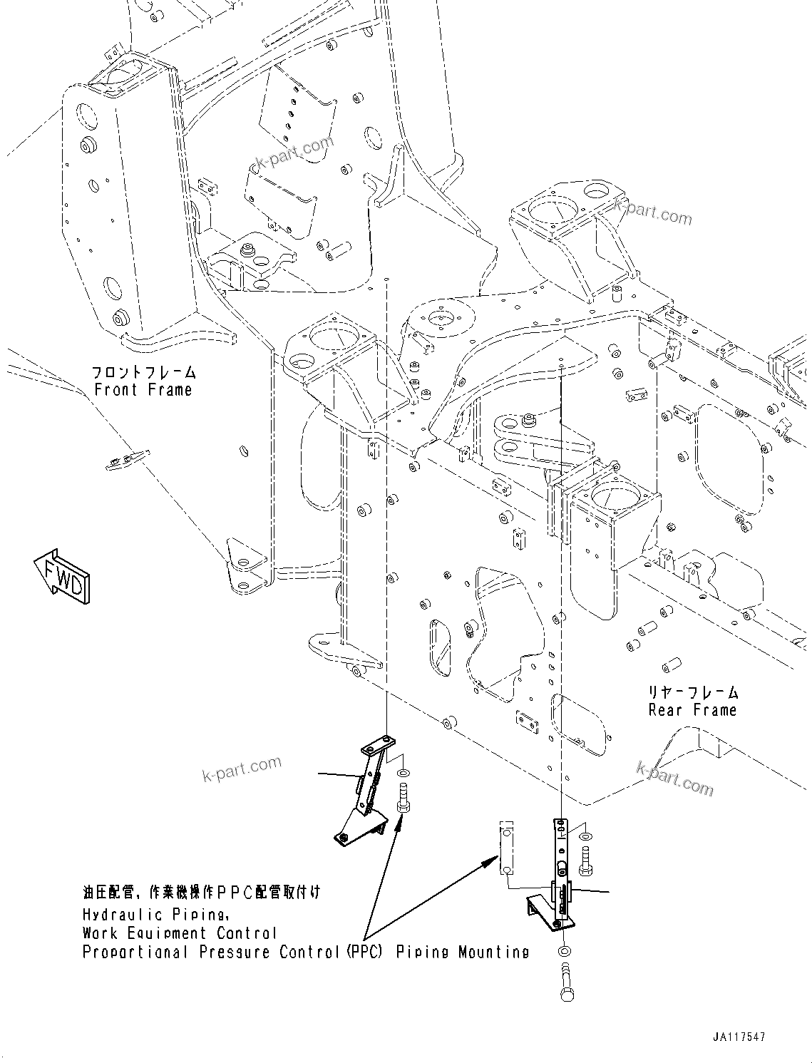 Komatsu parts book diagram for WA200-8 S/N 91001-UP: HYDRAULIC PIPING, RELATED PARTS(#85001-87927)