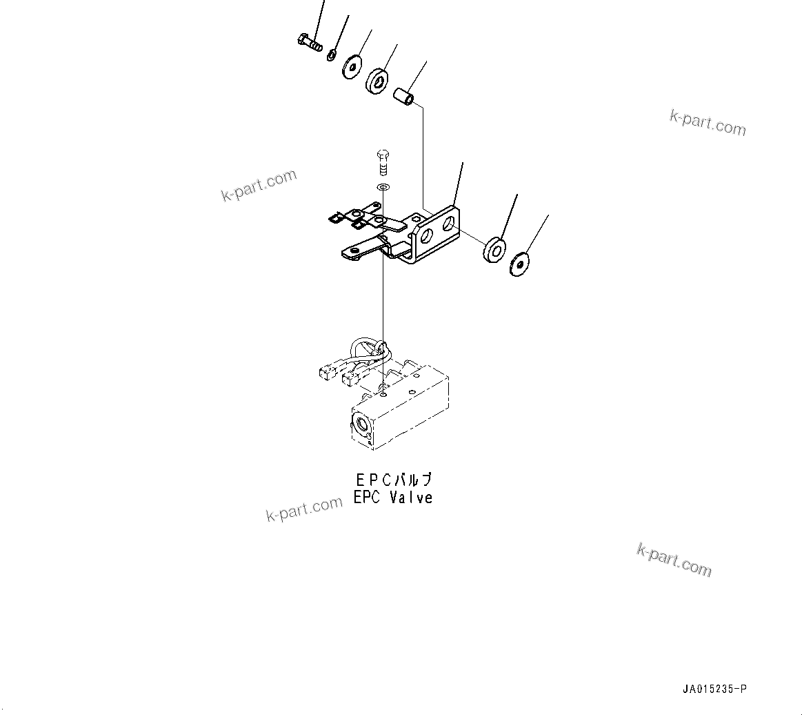 Komatsu parts book diagram for WA200-8 S/N 91001-UP: HYDRAULIC PIPING, EPC VALVE RELATED PARTS (WITH 3-SPOOL CONTROL VALVE)(#85001-)
