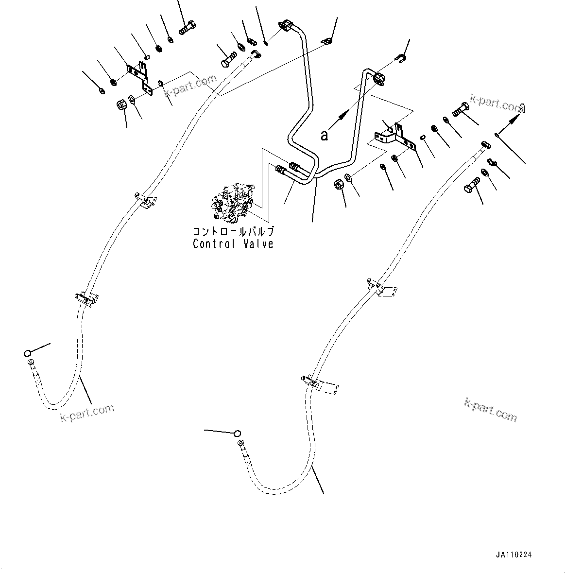 Komatsu parts book diagram for WA200-8 S/N 91001-UP: HYDRAULIC PIPING, PIPING (WITH 3-SPOOL CONTROL VALVE)(#85001-)