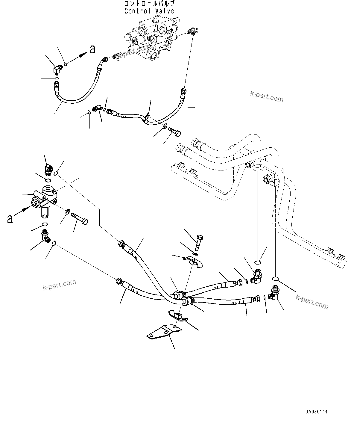 Komatsu parts book diagram for WA200-8 S/N 91001-UP: HYDRAULIC PIPING, BOOM PIPING (WITH QUICK COUPLER)(#85001-)