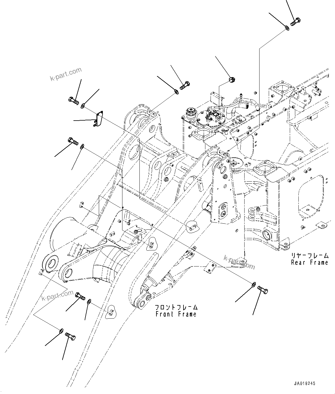 Komatsu parts book diagram for WA200-8 S/N 91001-UP: HYDRAULIC PIPING, PLUG (WITH QUICK COUPLER)(#85001-)