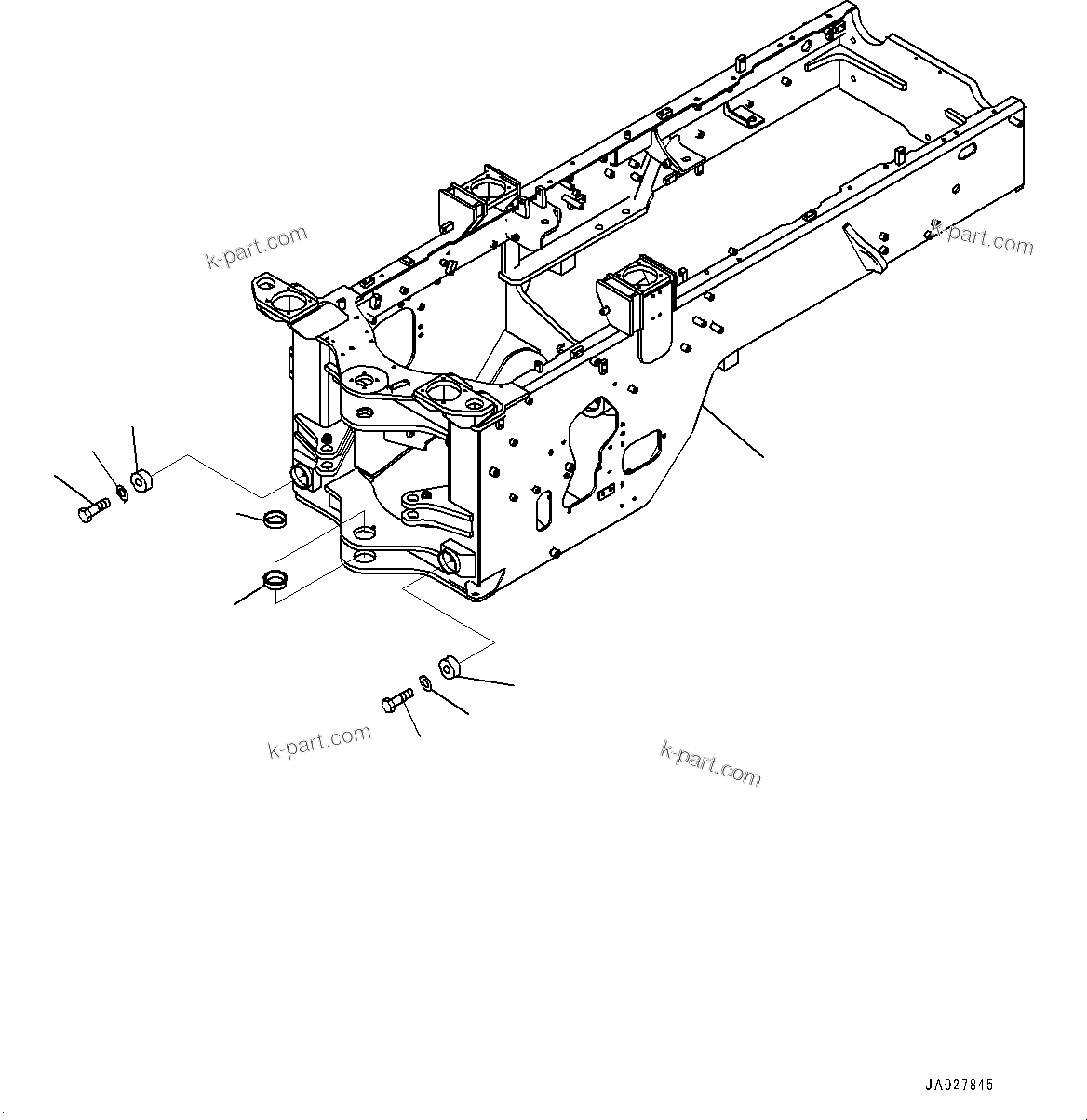 Komatsu parts book diagram for WA200-8 S/N 91001-UP: REAR FRAME, (#85001-85236)